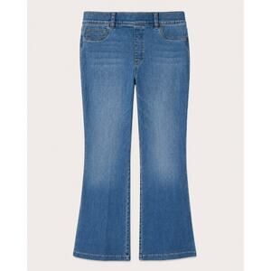 SPANX Flare Bootcut Jeans Women’s Large Long Blue Stretch Shaping 34 Inseam